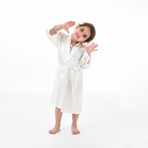 Accappatoio Kimono in Raso per Bambini, <span class=keywords><strong>Vestaglia</strong></span> <span class=keywords><strong>da</strong></span> Bagno in Raso, <span class=keywords><strong>Camicia</strong></span> <span class=keywords><strong>da</strong></span> <span class=keywords><strong>Notte</strong></span> Monocolore, Cardigan per Ragazzi <span class=keywords><strong>e</strong></span> Ragazze - Product Image 4
