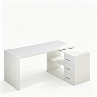 Bureau d'angle modulable en L pour villa, design moderne, en bois, avec 3 tiroirs pour rangement
