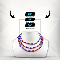 22 pouces (55.88cm) Bling Disco Ball perlé perle joueur de Baseball collier blanc/bleu Sport glace goutte à goutte Baseball collier en gros