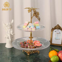 Jewellerytop Nouveau design Cristal Support à cupcakes à 2 niveaux Dessert haut de gamme Vaisselle pour la décoration