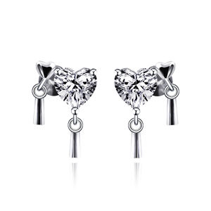 Tianyu Gems <b>Silver</b>-plated Gold Classic, Stylish, Sweet Style <b>Heart</b>-shaped Tassel Moissanite Stud <b>Earrings</b> - Product Image 1
