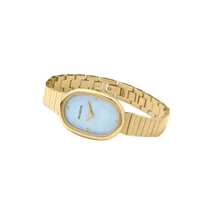 European Style Luxury Jewelry Ellipse Women's Watch Blue Dial Stainless Steel Wristwatch Waterproof Ladies Bracelet Watch