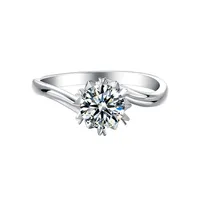 MuShan Marken-Schmuck 925 Sterling Silber Ring Runder Moissanit Minimalistischer Ring für Sie 18K Echt Vergoldet MST Patent-Ringe
