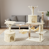 KINGHON KH-086 Arbre à chat de luxe moderne et classique à 2 niveaux, avec hamac, condo et griffoir interactif en sisal pour chatons