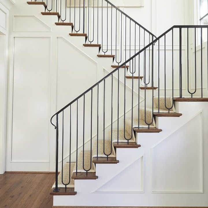 Simple Interior Wrought Iron Stair Hand Railings Decorative