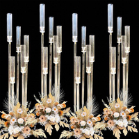 Bougeoirs transparents de table pour décorations de mariage Chandeliers de mariage Pièce maîtresse Support à fleurs