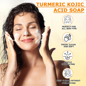 Jabón Artesanal de Cúrcuma Natural para Rostro y Cuerpo, Aclara la Piel, Exfolia, Reduce el Acné, Jabón de Cúrcuma y Ácido Kójico - Product Image 2