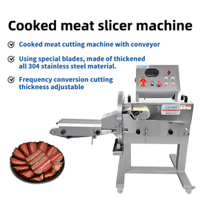 Rebanadora Automática de Carne Cocida Comercial, de Acero Inoxidable 304, con Cinta Transportadora, para <span class=keywords><strong>Cortar</strong></span> Carne de Res, Cerdo, Chorizo y Tripas - Product Image 1
