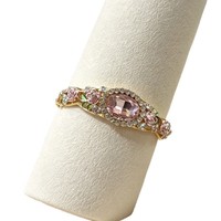 Bracelet jonc vintage électroplaqué doré avec fleur en émail et filigrane, bijou de fête pour femme, cadeau