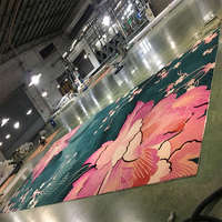 Tapis artisanal à motifs floraux pour la maison, tapis sculpté à la main pour villa, hôtel, tapis mural commercial, fleurs