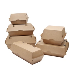 Boîtes à lunch en papier kraft pliables, recyclables, avec logo personnalisé, pelliculage mat, pour emballage de restauration rapide, boîte à frites à emporter - Product Image 1