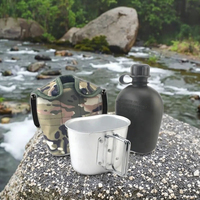 Bouteille d'eau portable 1L en aluminium PE ultra-légère, écologique, détachable, étanche, en 2 parties, emballage en polybag, pour le camping en plein air