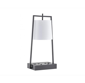 Lampe de bureau de style luxueux en fer noir avec abat-jour en lin pour l'éclairage du salon - Product Image 5