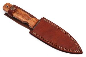 Beau couteau à lame fixe en acier damas Sizzco pour la chasse, le camping, facile à transporter avec manche en bois naturel, produit OEM à bord tranchant - Product Image 4