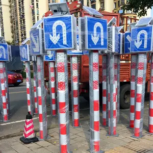 Délinéateur de sécurité routière en alliage d'aluminium solaire LED signe bollard solaire LED/poste d'avertissement de trafic