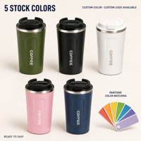 Mug à café de haute qualité, tasse de voyage portable sous vide, faible MOQ d'usine, garde au chaud et au froid, gobelet isotherme en acier inoxydable