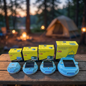 Lampe de camping solaire LED intégrée avec chargeur USB, panneau solaire DC5V-6V 200W, diamètre 12,5 cm, matériau PP, 2x1200mAh, 3 niveaux de luminosité réglables - Product Image 2