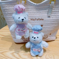 En gros, Porte-clés en peluche ours chef mignon, poupée en peluche Teddy, pendentif animal de dessin animé, ornement de sac, joli cadeau