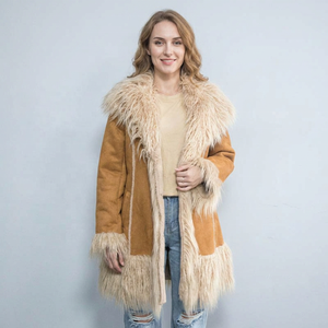 Abrigo de Piel de Ante de Alta Calidad con Forro de Piel |   Chaqueta de Piel de Oveja de Doble Cara, a la Moda para Mujer - Product Image 1