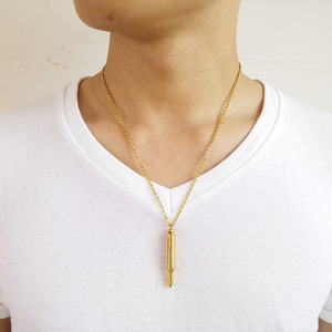 Zhongzhe gioielli proiettile <span class=keywords><strong>ciondolo</strong></span> per gli uomini collana personalizzata in acciaio inox Vintage tre colori eleganti gioielli maschili - Product Image 2