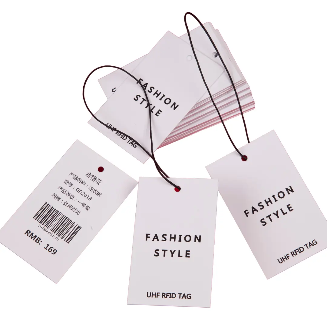 Étiquette de prix UHF RFID facile à utiliser pour la marque et la mode de vêtement, étiquette volante avec ficelle