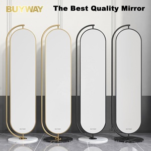 Cơ thể dài sàn hình bầu dục mặc quần áo phòng ngủ Miroir khung kim loại đầy đủ chiều dài đồ trang sức Tủ xoay đứng gương với lưu trữ - Product Image 6