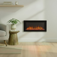 Nouvelle Conception Cheminée Électrique à LED Effet Flamme en Métal, Thermostat Réglable, Télécommande, Chauffage 5000-9999 BTU, Idéale pour Hôtels