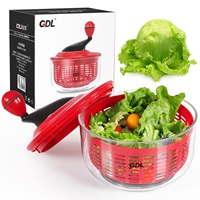 Grande essoreuse à salade à usage multiple Lavage et séchage manuels en plastique (PP) Salade Vertes Fruits Légumes Pâtes Frites Laveuse
