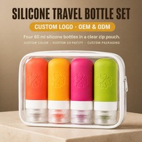 Ensemble de flacons de voyage en silicone souples et compressibles de 60 ml, conformes aux normes TSA, pour les voyages en avion, personnalisables OEM, pour les contrôles de sécurité en cabine.