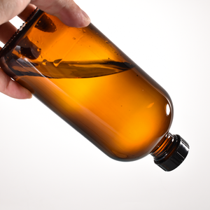 Botol kaca aromaterapi bulat <span class=keywords><strong>1L</strong></span> kustom 1000ml 33oz dengan tutup sekrup Hitam Perak - Product Image 3