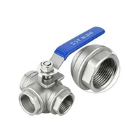 Vanne à boisseau sphérique manuelle à 3 voies en acier inoxydable 304, raccords NPT et BSP femelles pour le traitement de l'eau, la chimie, la plomberie, l'huile et le gaz