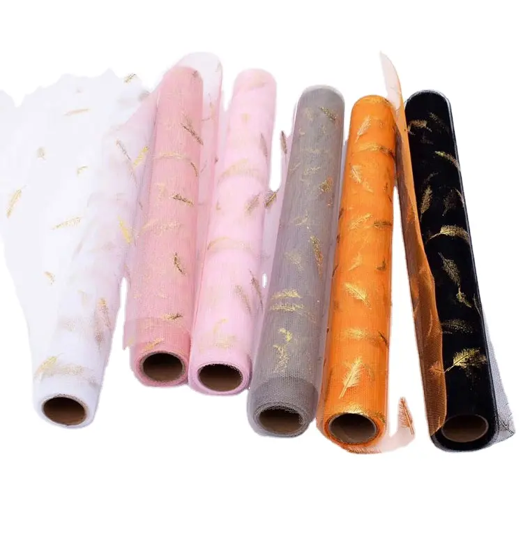 50CM * 5Y Fresh Flower Wrapping Rolling Paper Flower Wrapping Mesh Golden Feather Mesh Embrulho Paper