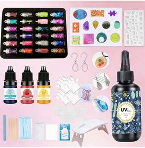 Kit de Bricolage de Bijoux en Résine UV Faits Main pour Noël – Époxy Transparent Dur à Durcissement Rapide, Moules en Silicone, Pendentifs, Boucles d'Oreilles, Paillettes - Product Image 1