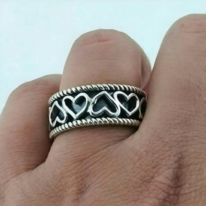 925 Sterling <b>Silver</b> Unisex Fidget <b>Ring</b> Handmade Meditation <b>Spinner</b> Thumb <b>Ring</b> Heart Connecting Design Gift Anxiety Relief - Product Image 1