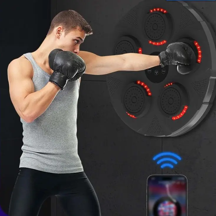 Music Boxing Training Machine with LED Lights Practice Wall Mounted Smart Electronic Wall Target Punching Pad