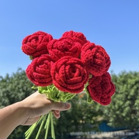 Bouquet de tournesols en crochet fait main en gros pour la fête des Mères, les enseignants, les anniversaires, les cadeaux, la décoration de Noël et de la maison