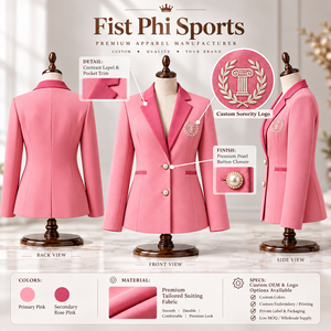 OEM/ODM Personnalisé pour les sororités | ALPHA |   Vêtement unisexe coupe ajustée, simple boutonnage, haute qualité, léger, polyester/spandex, rose, antistatique - Product Image 3