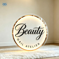 Enseigne personnalisée en acrylique ronde avec logo rétroéclairé par LED 3D, enseigne au néon, enseignes lumineuses en métal pour salons de beauté, salons de coiffure