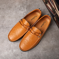 Chaussures en cuir véritable pour hommes, logo personnalisé, printemps-été, style britannique, mocassins à enfiler, chaussures de marche, semelle en caoutchouc antidérapante