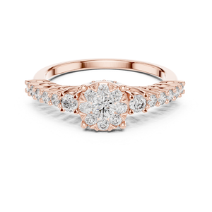 Bague en or rose sertie de diamants, bijou élégant et raffiné pour femme, idéal pour mariage, fiançailles, fête et cadeau. - Product Image 4