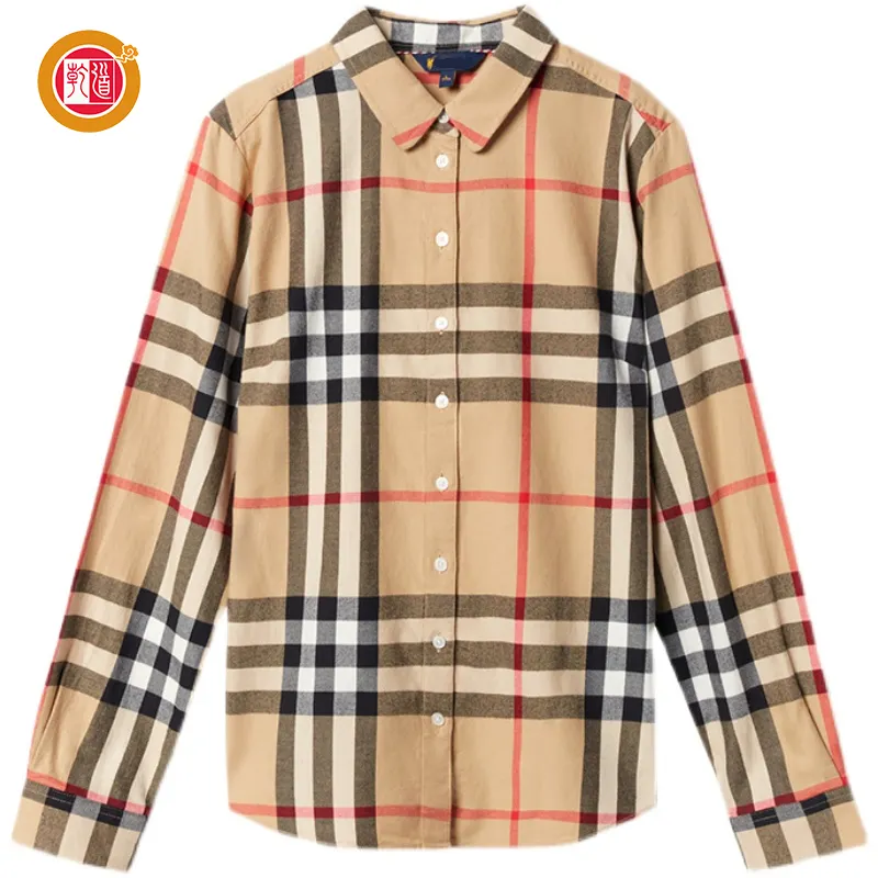 China High Quality Men's Shirt 100% Organic Cotton Long Sleeves Red And Black Plaid Shirt Plus Size Men's Shirts