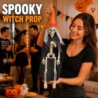 SIPKLR Mini-squelette de sorcière articulé de 40 cm pour décoration d'Halloween à poser sur le bureau ou à accrocher