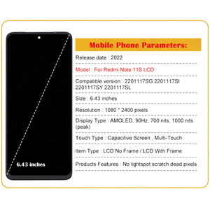 Gốc AMOLED cho Xiaomi Redmi <span class=keywords><strong>Note</strong></span> 11S 4 gam <span class=keywords><strong>LCD</strong></span> màn hình hiển thị + Màn hình cảm ứng Digitizer cho Redmi <span class=keywords><strong>Note</strong></span> 11 2201117tg <span class=keywords><strong>LCD</strong></span> khung - Product Image 5