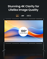 Écran de projection 100 pouces 4K HDR 3D anti-plis, double projection latérale, pour jeux, bureau, cinéma en plein air