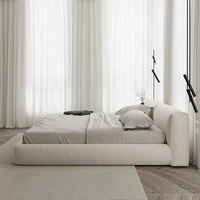 Lit Rembourré GEDO Moderne Minimaliste Italien 2026 en Tissu Faux Cuir Avec Matelas en Latex Lit Confortable