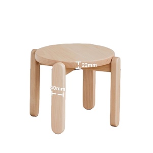 Minimal Design Seating Wooden Legs Ottoman Footrest Stool Round Stool Baby Chair Kindergarten Children's Bench