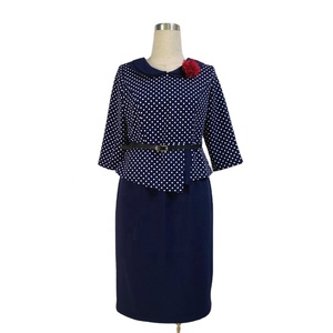 Vestido Formal de Iglesia con Estampado de Puntos para Tallas Grandes, Vestidos de Negocios con Manga Larga - Product Image 4