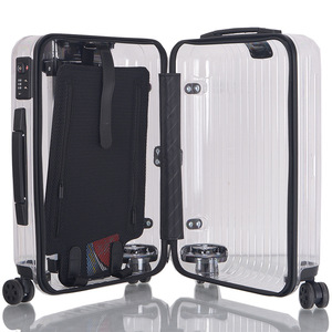 Transparent Carry-On Suitcase 20-Inch Lightweight Trolley Case <b>With</b> <b>Lock</b> Universal <b>Wheels</b> For Men - Product Image 4