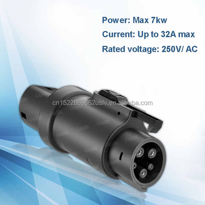 JULIK Type 2 naar type 1 adapter, 32 A, 250 V, type 2 EV oplaadkabel oplader voor type 1 oplader, IEC62196 naar SAE J1772 auto-laderconverter voor elektrische voertuigen