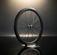 Jeu de roues de vélo de route 700C en fibre de carbone avec frein à disque, pneus clincher tubeless, jantes profondes aérodynamiques, légères, pour course cycliste